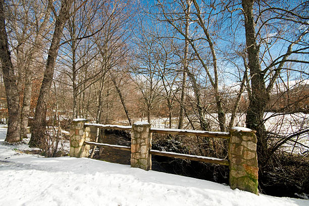 istock Snowy bridge at countryside 153178749