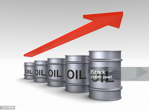 El Aumento De Precio Del Petróleo Concepto Foto de stock y más banco de imágenes de Barril - Barril, Barril de aceite, Bidón