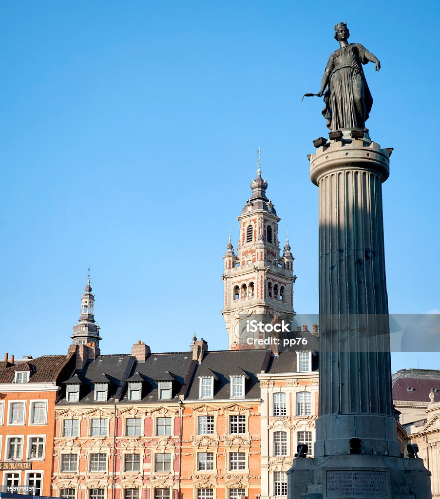 Belfry and building on main square in Lille, France Belfry and building on main square of Lille - France Lille Stock Photo