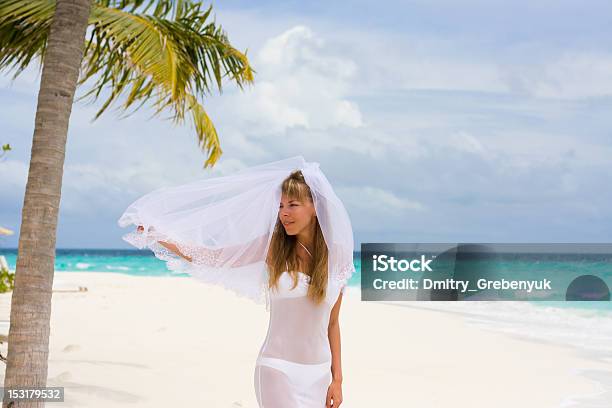 Brautpaar Auf Einem Tropischen Strand Stockfoto und mehr Bilder von Baum - Baum, Bikini, Blau