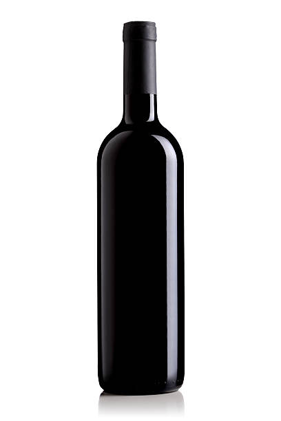 garrafa de vinho com rótulo negro - garrafa de tinto imagens e fotografias de stock