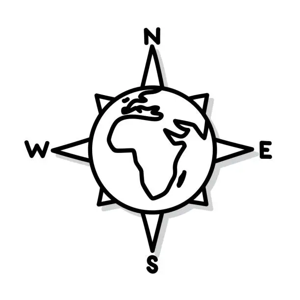 Vector illustration of Globe Compass Doodle 5