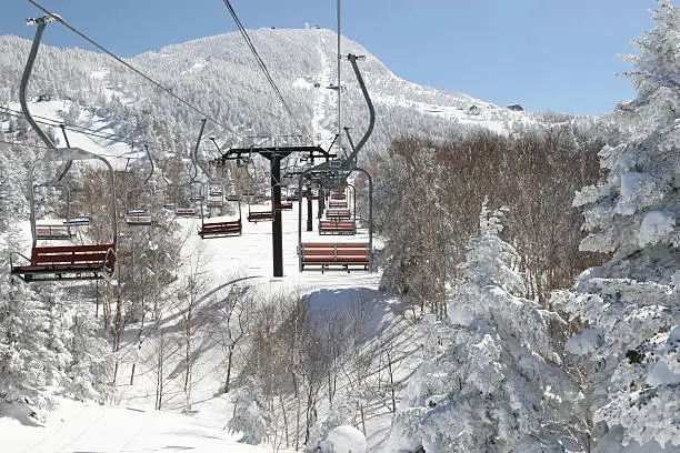 ski lift under clear blue sky