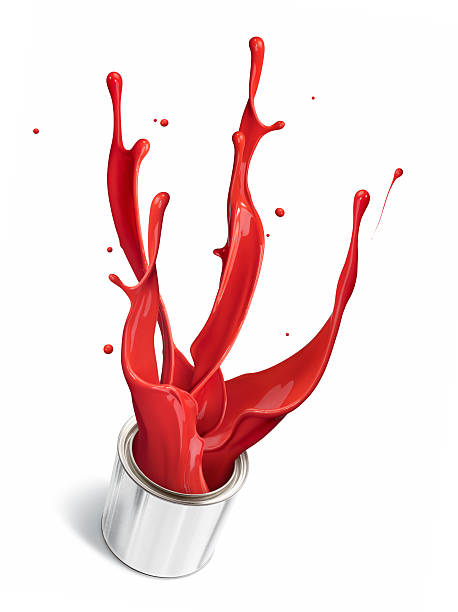istock Red paint splashing out of the can 153180632