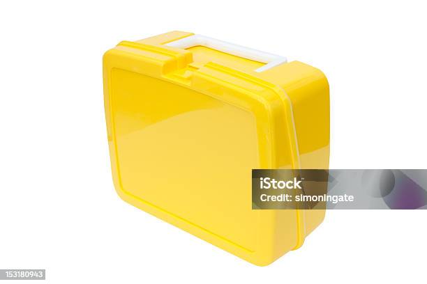 Plástico Amarillo Lunchbox Foto de stock y más banco de imágenes de Fiambrera - Fiambrera, Recortable, Fondo blanco