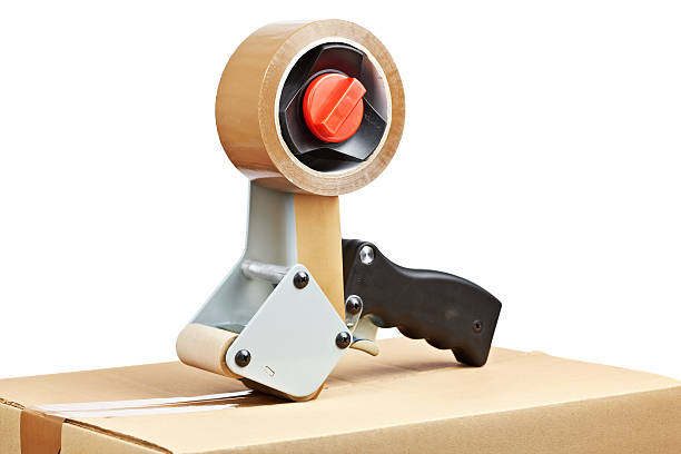 istock Packaging tape dispenser and shipping box 153181261