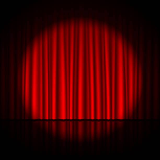 ilustrações de stock, clip art, desenhos animados e ícones de holofote no palco - curtain stage theater stage red