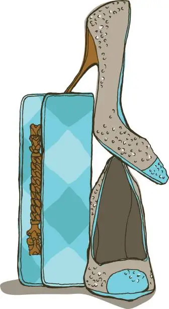Vector illustration of elegant fashion high heel and clutch bag