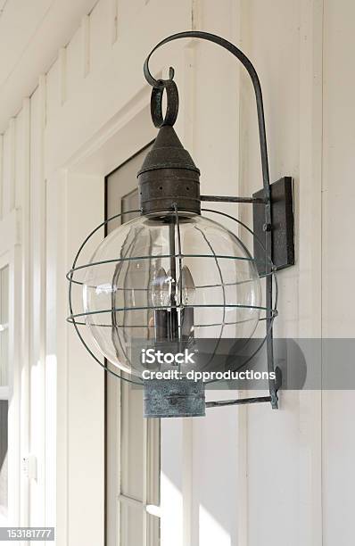 Antiqued Porch Lamp Stock Photo - Download Image Now - Front Door, Front Stoop, Lighting Equipment