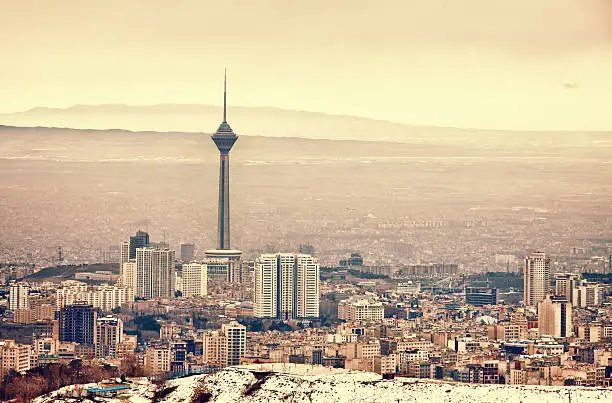 Tehran skyline with panoramic view of the city.