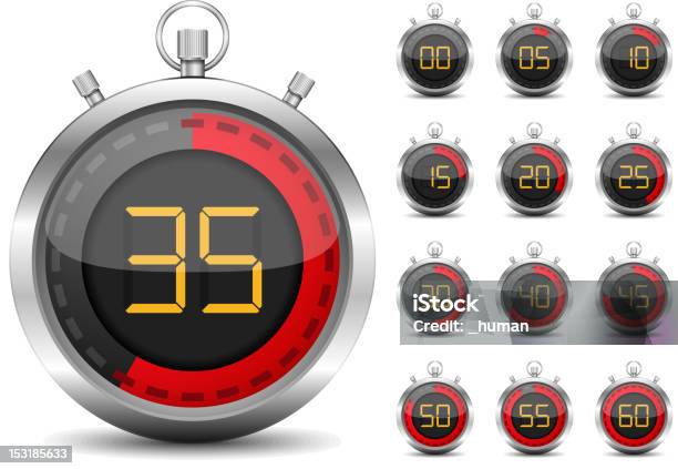 Digital Timer Displays Time In 5second Increments Stock Illustration - Download Image Now - Stopwatch, Timer, Circle