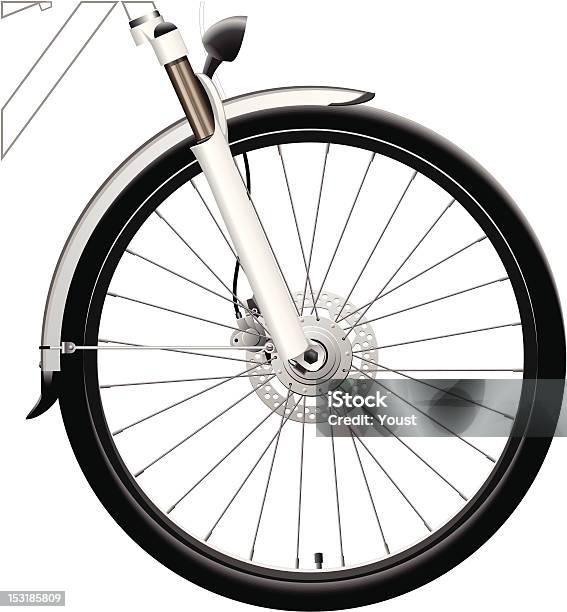 Передние Колеса Велосипеда С Динамо Hub — стоковая векторная графика и другие изображения на тему Двухколёсный велосипед - Двухколёсный велосипед, Колесо, Брызговик