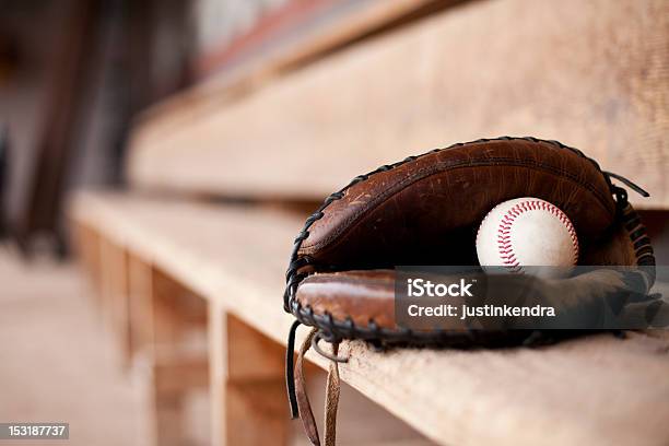 Catchers Mitt In Dugout Stock Photo - Download Image Now - Sports Dugout, Baseball - Ball, Baseball - Sport