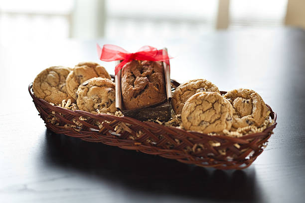 Christmas cookies and cakes in box for Christmas gift. toning. selective focus