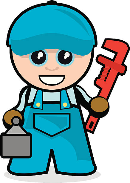 Little Guy Plumber vector art illustration