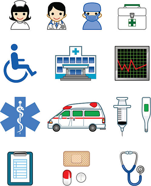 Medical Icon Set Vector illustration of Medical Icon Set. cartoon of caduceus medical symbol stock illustrations