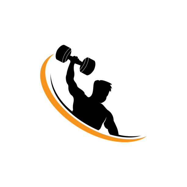 ilustraciones, imágenes clip art, dibujos animados e iconos de stock de gimnasio, fitness health vector, diseño de silueta de entrenamiento muscular, fitness club - health club gym young men dumbbell