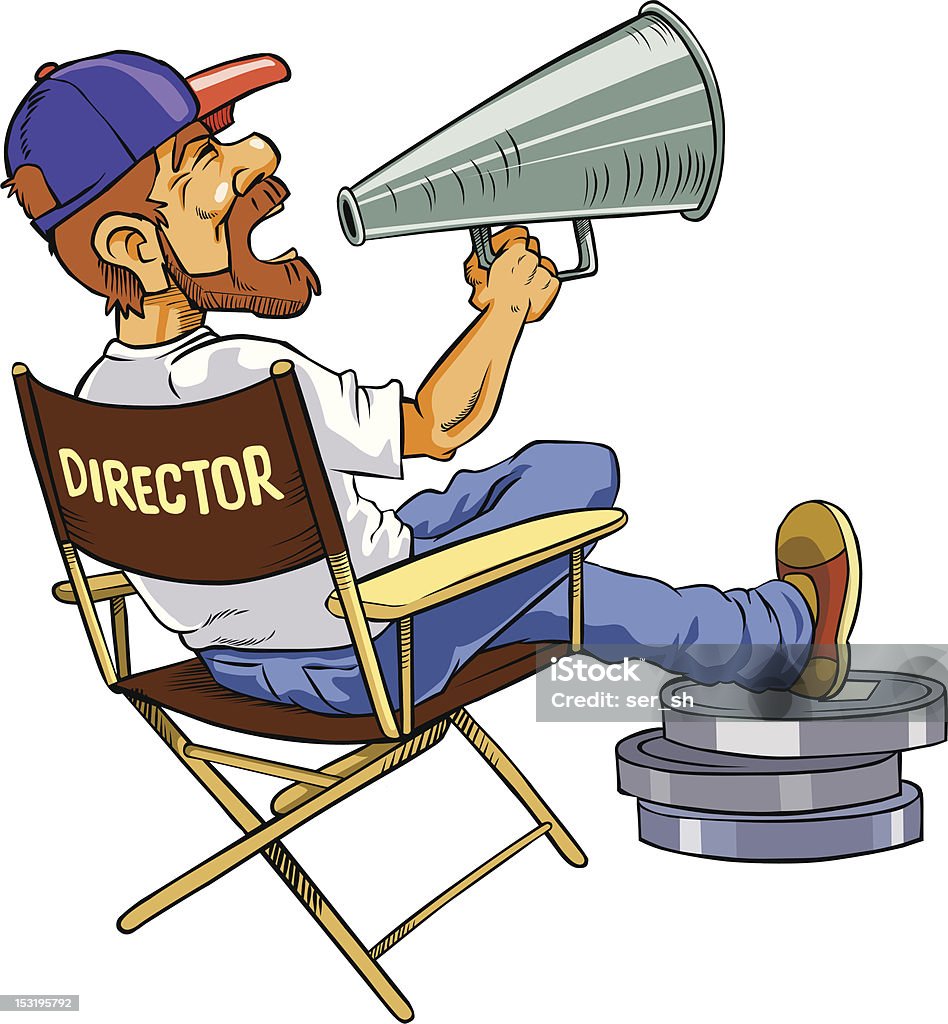 Movie director. Cartoon vector illustration - movie director shout in a megaphone. Caricature stock vector