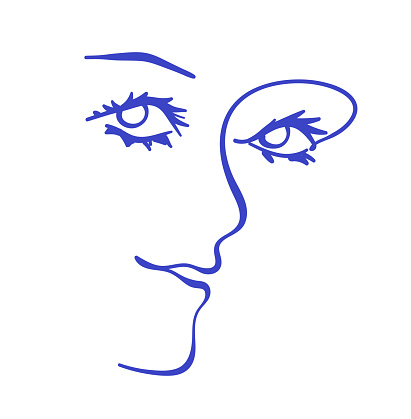 Continuous one line drawing abstract face