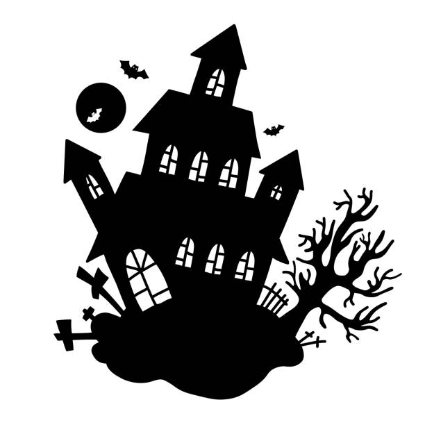 110+ How To Draw A Haunted House Silhouette Stock Photos, Pictures ...