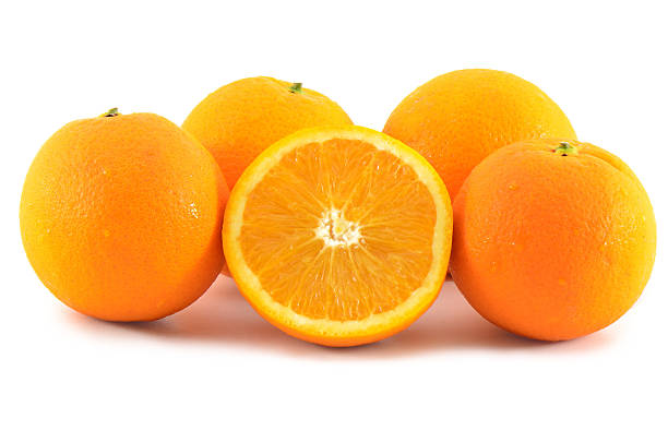 istock Orange fruits isolated on white background 153198453