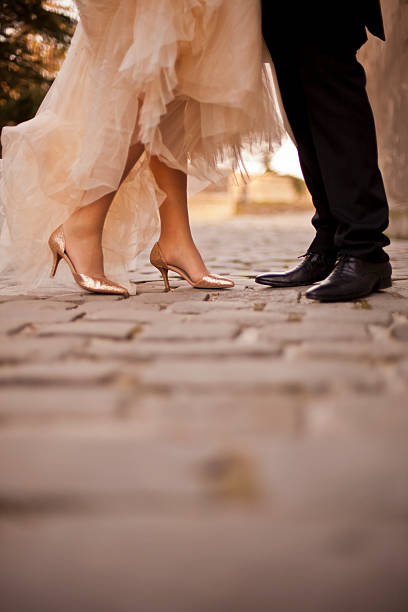 istock Bride and groom's feet on wedding day 153201157
