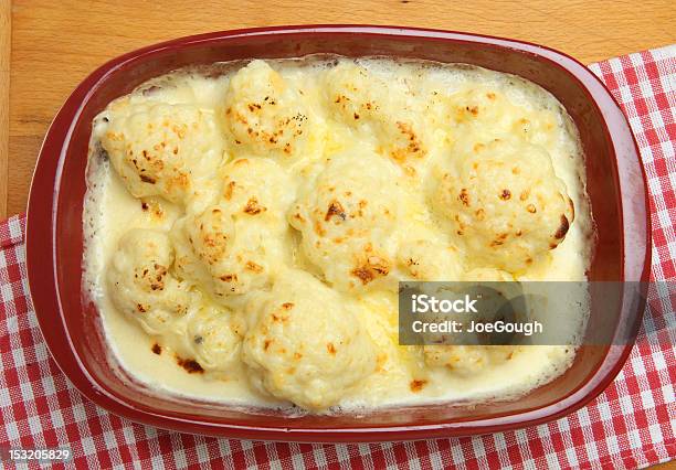 Cauliflower Cheese Stock Photo - Download Image Now - Casserole Dish, Directly Above, Baked