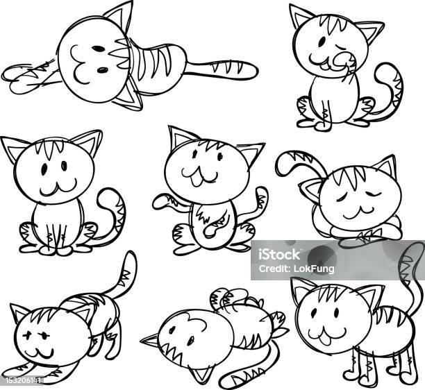 Animal Cat Stock Vektor Art und mehr Bilder von Hauskatze - Hauskatze, Lineart, Schlafen