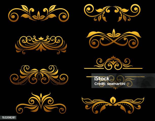 Vintage Floral Borders And Embellisments Stock Illustration - Download Image Now - Abstract, Antique, Art