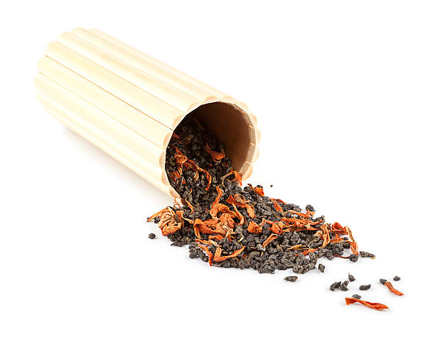 exótico chá - dry dried plant green tea antioxidant - fotografias e filmes do acervo