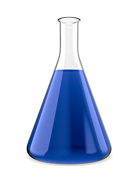 플라스크 블루 액체형 격리됨에 - flask science biotechnology biochemistry 뉴스 사진 이미지