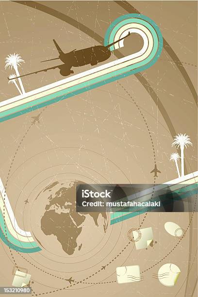 Poster De Voyage Rétro Vecteurs libres de droits et plus d'images vectorielles de Globe terrestre - Globe terrestre, Tampon encreur, Avion