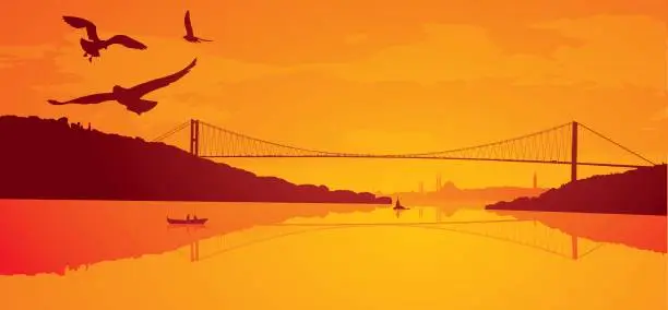 Vector illustration of Istanbul sunset