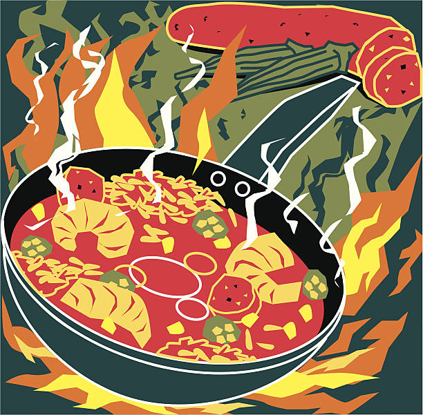 플레이밍 잠발라야 - jambalaya stock illustrations