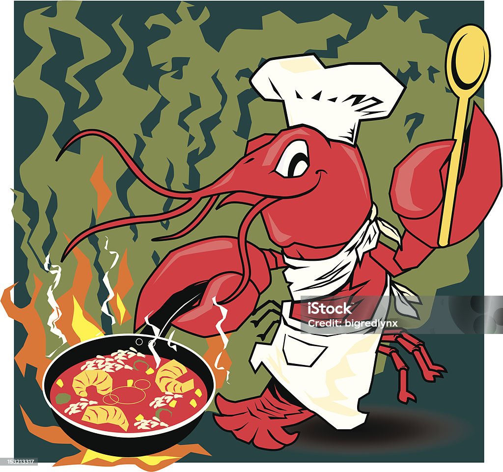 Crawfish Chef Crawfish chef cooking gumbo or jambalaya Gumbo stock vector