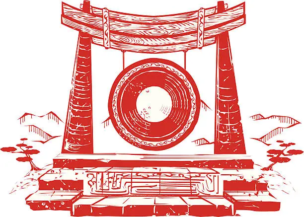Vector illustration of Ancient Wind Gong