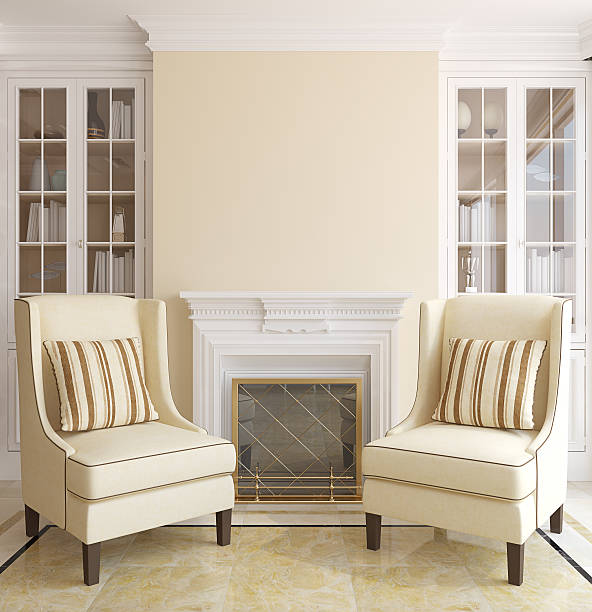 istock Modern living-room with fireplace. 153213559
