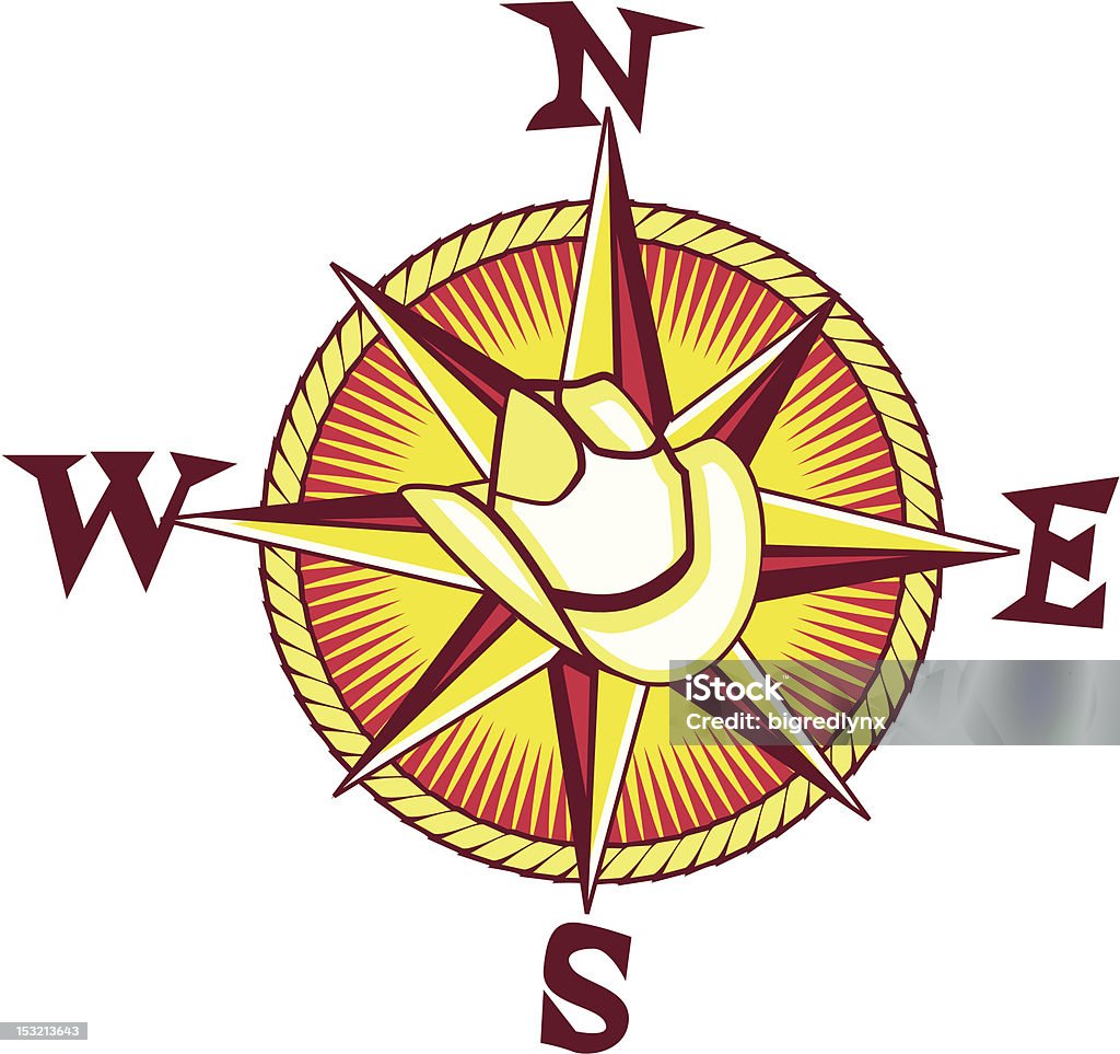 Cowboy Compass Western-style map compass Compass Rose stock vector