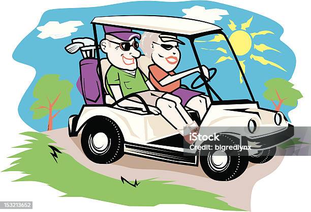 Golf Cart Couple Stock Illustration - Download Image Now - Couple - Relationship, Golf, Golf Cart