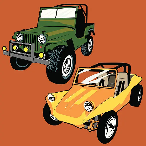 Vector illustration of Jeep & Buggy