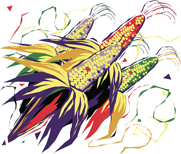 illustrazioni stock, clip art, cartoni animati e icone di tendenza di allegro mais - autumn corn indian corn decoration