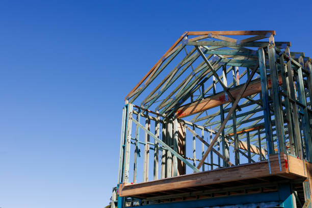 Two-storey house under construction Framework of two-storey house under construction in residential housing development australia house home interior housing development stock pictures, royalty-free photos & images