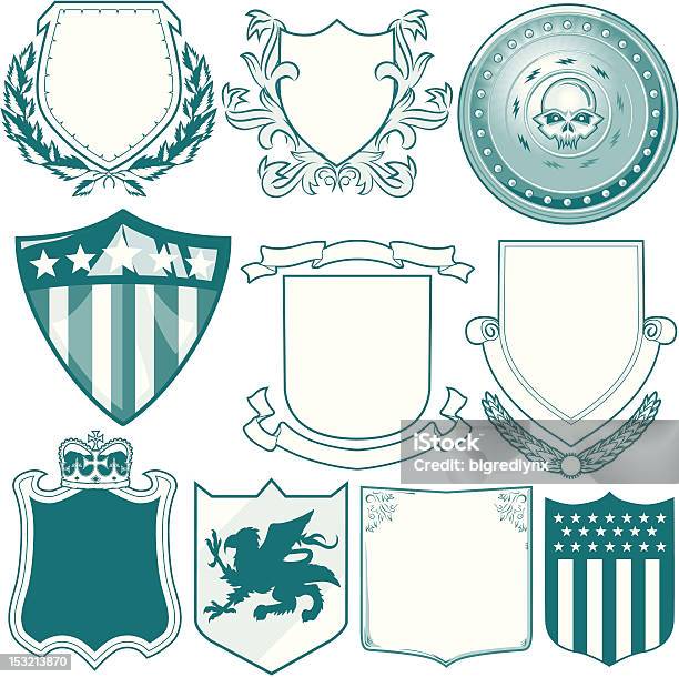 Design Elements Shields Stock Illustration - Download Image Now - Coat Of Arms, Griffin, Illustration