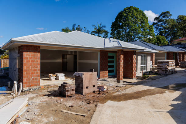 House under construction nearing lock-up stage House under construction in residential housing development nearing lock-up stage australia house home interior housing development stock pictures, royalty-free photos & images