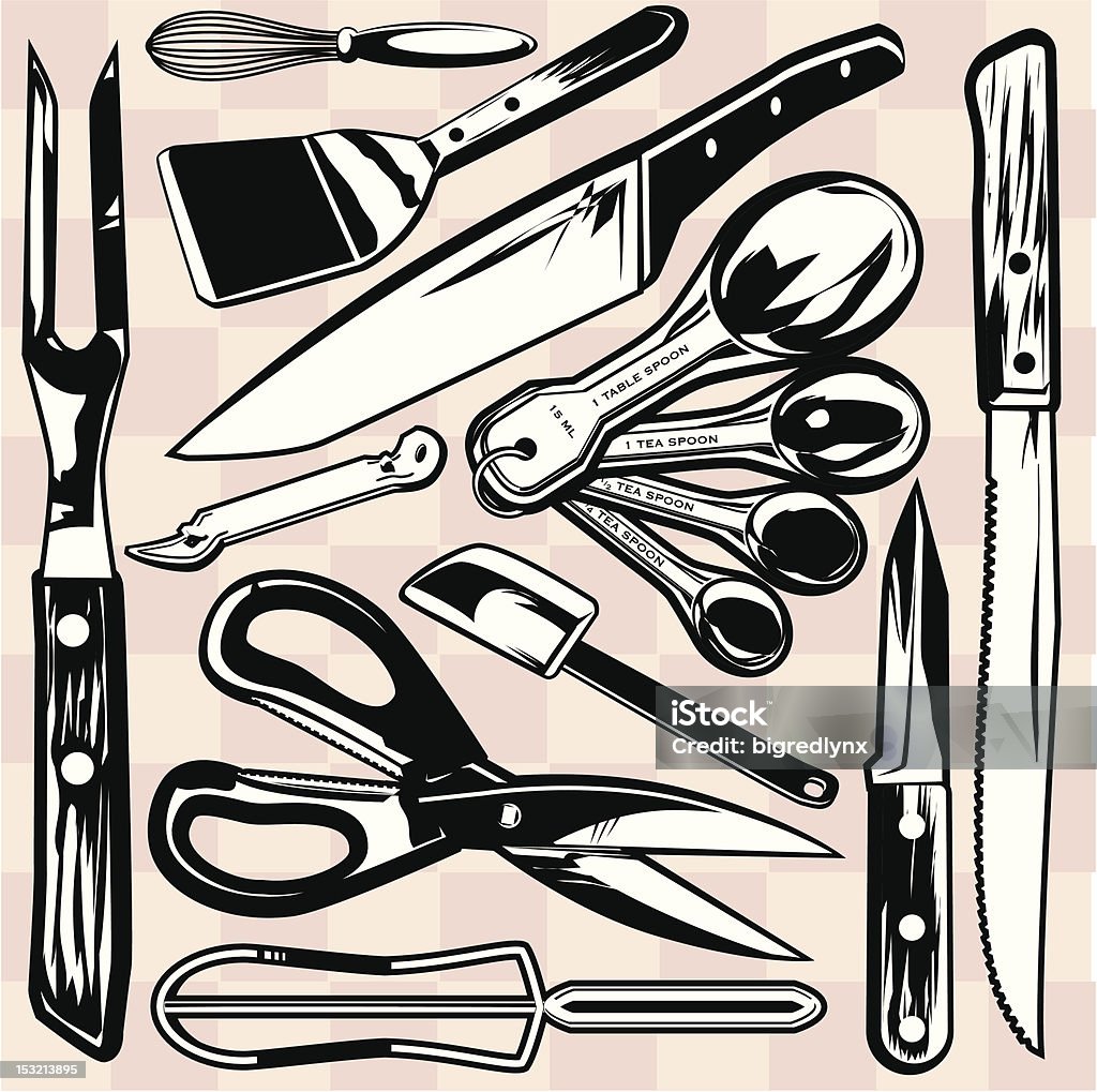 Kitchen Tools The contents of my kitchen drawer. Bakery stock vector