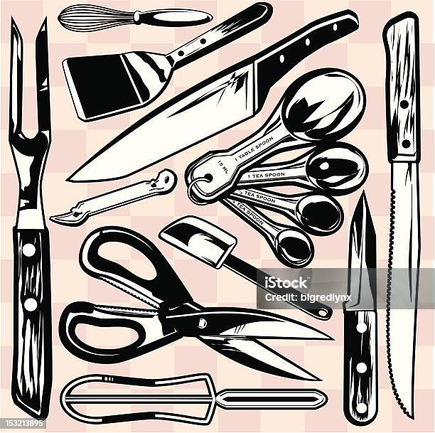 Kitchen Tools Stock Illustration - Download Image Now - Bakery, Black Color, Bread