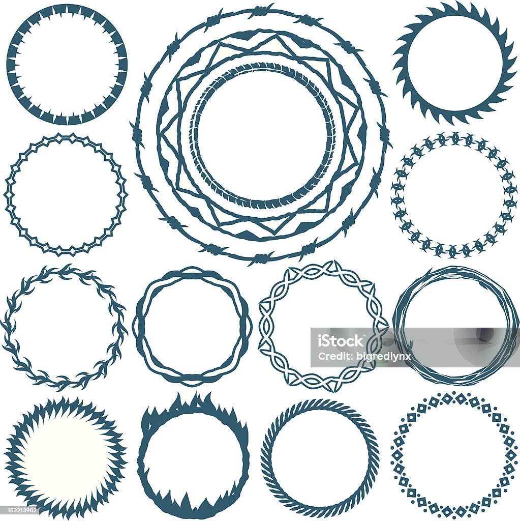 Design Elements - More Rings & Circlets 15 more different ring designs. Barbed Wire stock vector