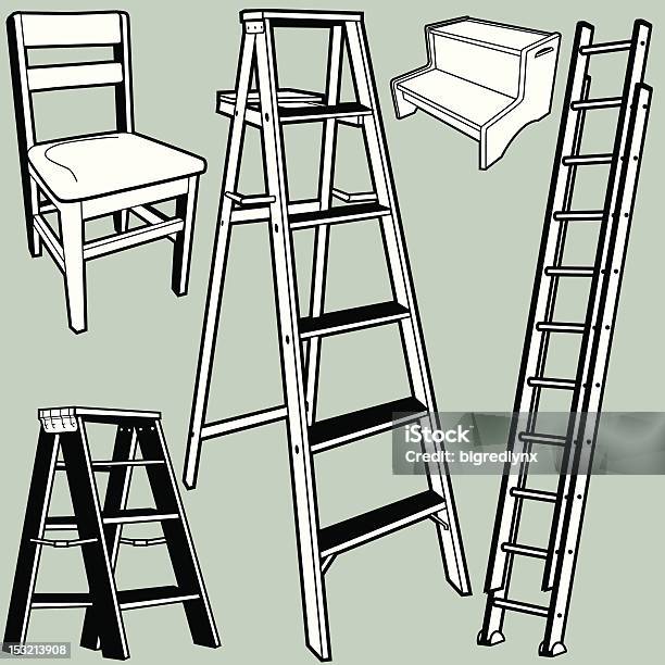 Ladders Stools Stock Illustration - Download Image Now - Ladder, Chair, Construction Industry