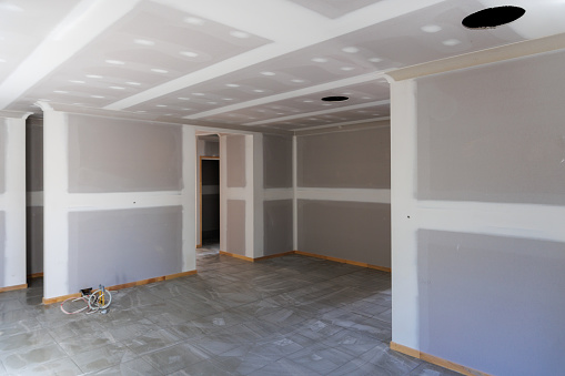 Living room under construction in residential house