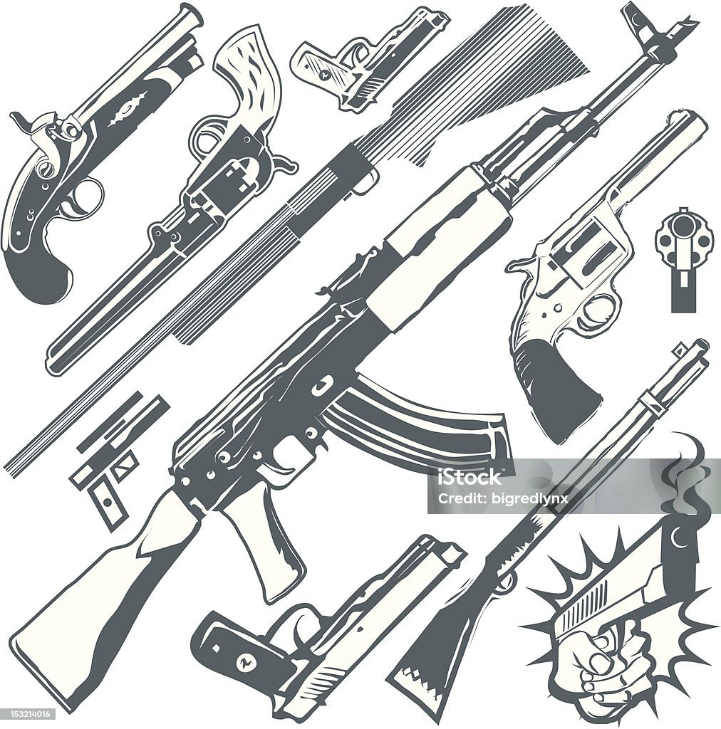 Elementos de Design de-Armas - Royalty-free AK-47 arte vetorial